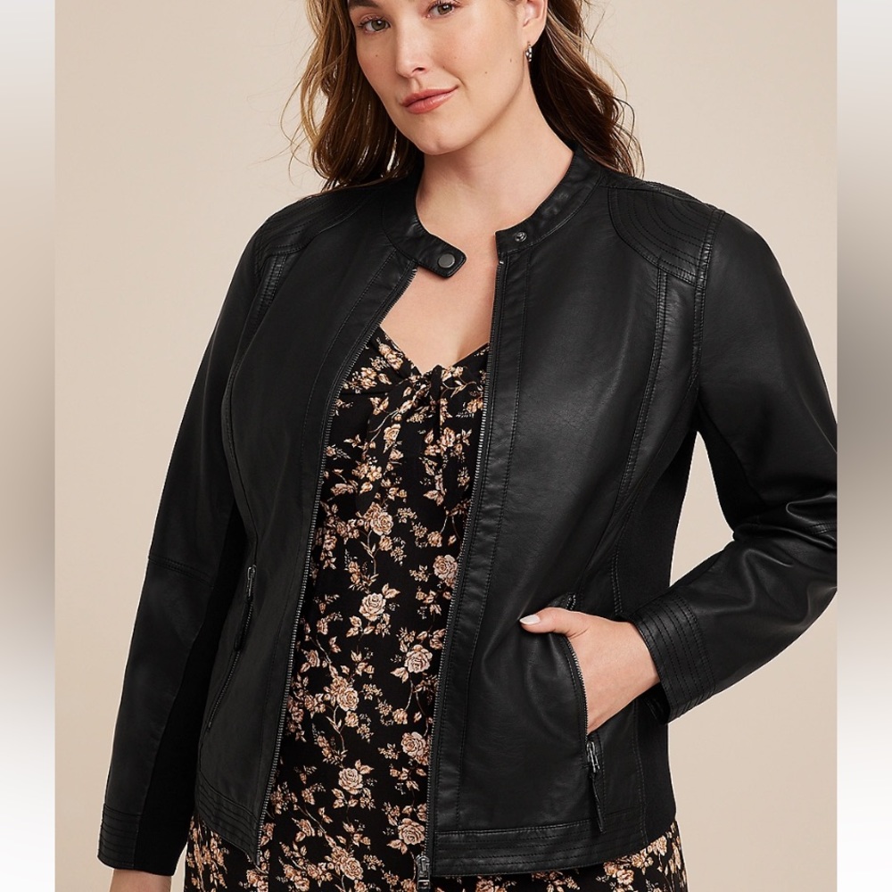 Maurices. Black faux leather jacket Size 1 (16 plus )